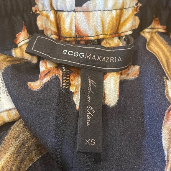 NEW! BcbgMaxazria Black Floral Wide Leg Palazzo Pants Size XS - Picture 9 of 11